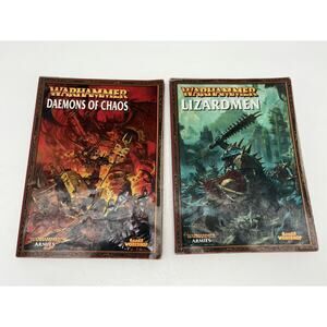 Lot Of 2 Warhammer Books Demons Of Chaos- Lizardmen Paperback